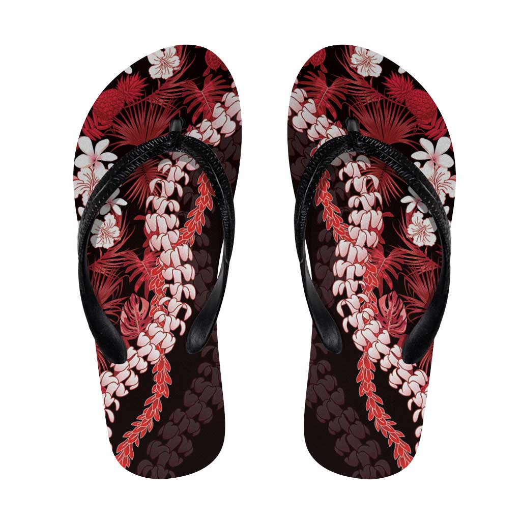 Ulaula Aloha Hawaii Lei Flip Flops Tropical Flowers Elegant Vibe - Polynesian Pride