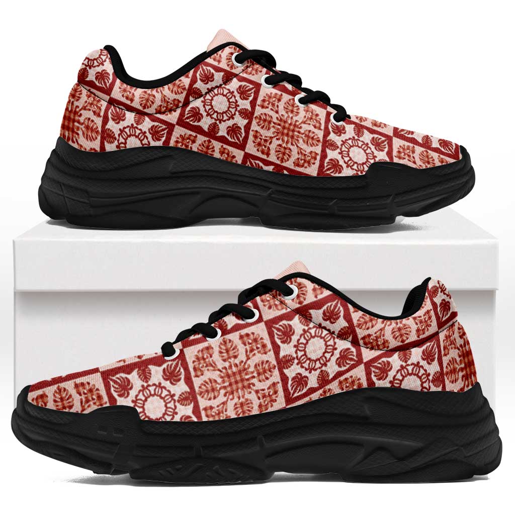 Ulaula Palaka Quilt Hawaii Chunky Sneakers Hawaiian Tropical Monstera Sea Turtle