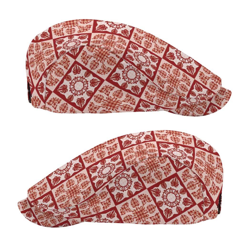 Ulaula Palaka Quilt Hawaii Jeff Hat Hawaiian Tropical Monstera Sea Turtle LT14 - Polynesian Pride