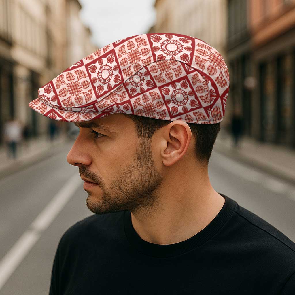 Ulaula Palaka Quilt Hawaii Jeff Hat Hawaiian Tropical Monstera Sea Turtle LT14 - Polynesian Pride