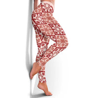 Ulaula Palaka Quilt Hawaii Leggings Hawaiian Tropical Monstera Sea Turtle