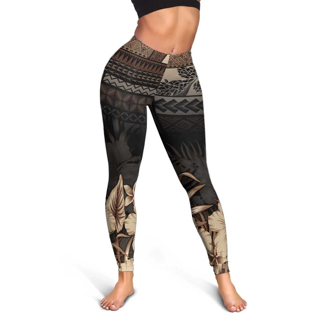 Vaiaso o le Gagana Samoa Leggings Siapo Motif Black
