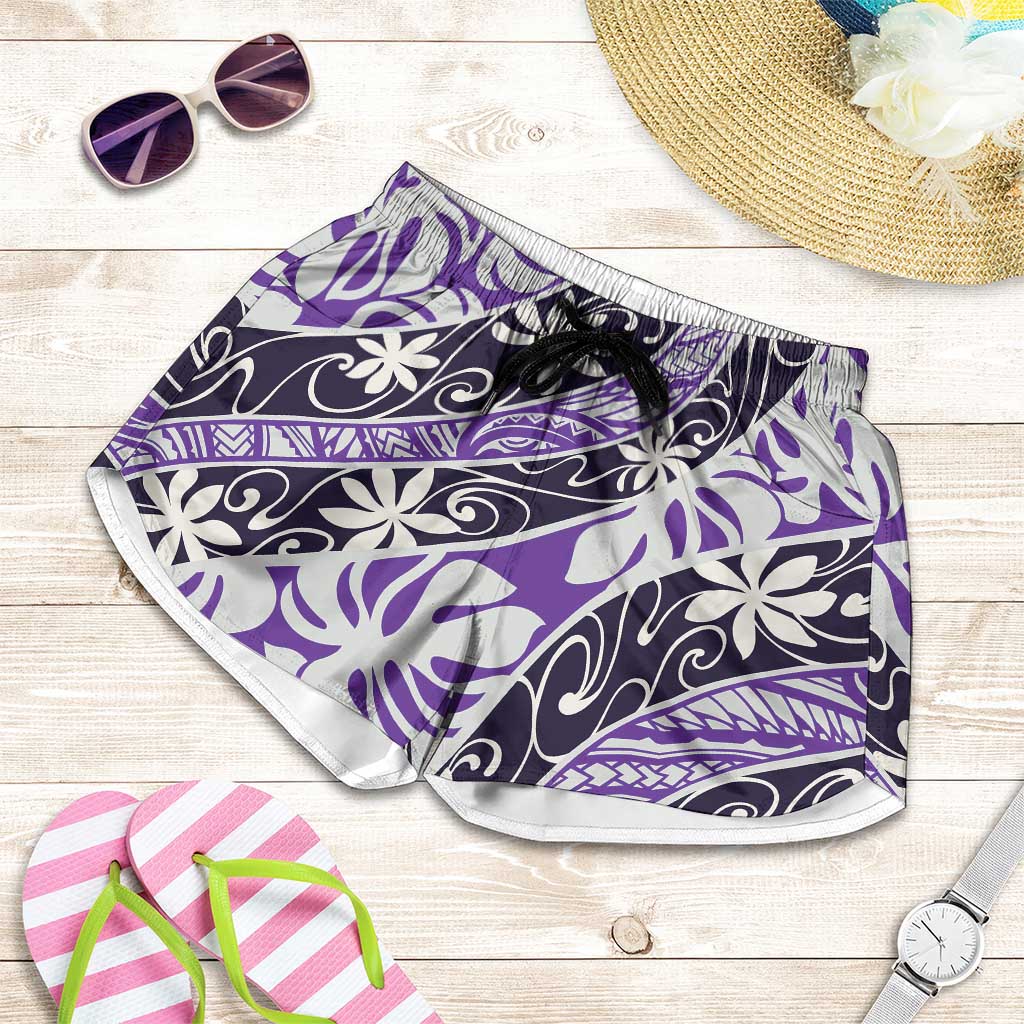 Vareau Tahiti Tiare Monstera Shorts for Women Polynesian Pattern Curve Style - Polynesian Pride