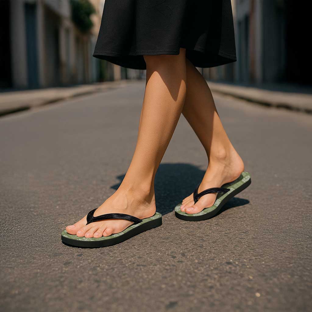 Vesuvian Green Palaka Quilt Hawaii Flip Flops Traditional Hawaii-plaid Pattern - Polynesian Pride