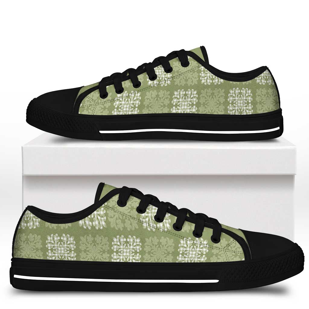 Vesuvian Green Palaka Quilt Hawaii Low Top Shoes Traditional Hawaii-plaid Pattern - Polynesian Pride