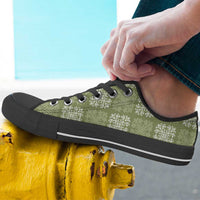 Vesuvian Green Palaka Quilt Hawaii Low Top Shoes Traditional Hawaii-plaid Pattern - Polynesian Pride