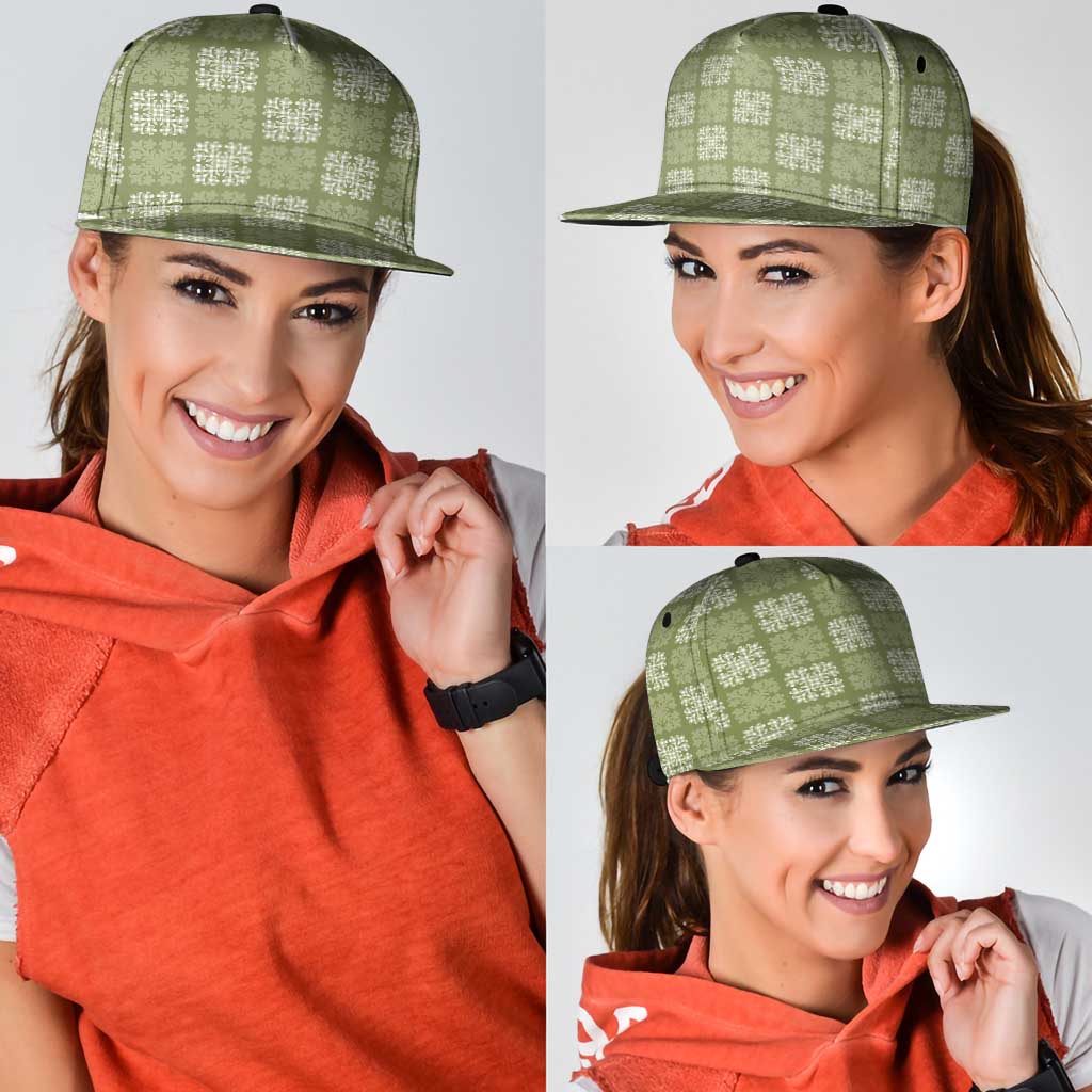 Vesuvian Green Palaka Quilt Hawaii Snapback Cap Traditional Hawaii-plaid Pattern - Polynesian Pride