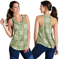 Vesuvian Green Palaka Quilt Hawaii Women Racerback Tank Traditional Hawaii-plaid Pattern - Polynesian Pride