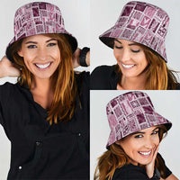 Vintage Aloha Block Quilt Bucket Hat Pink Inspired Lei Motifs LT9 - Polynesian Pride