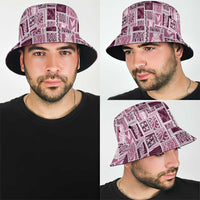 Vintage Aloha Block Quilt Bucket Hat Pink Inspired Lei Motifs LT9 - Polynesian Pride