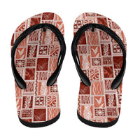Vintage Aloha Block Quilt Flip Flops Red Inspired Lei Motifs - Polynesian Pride