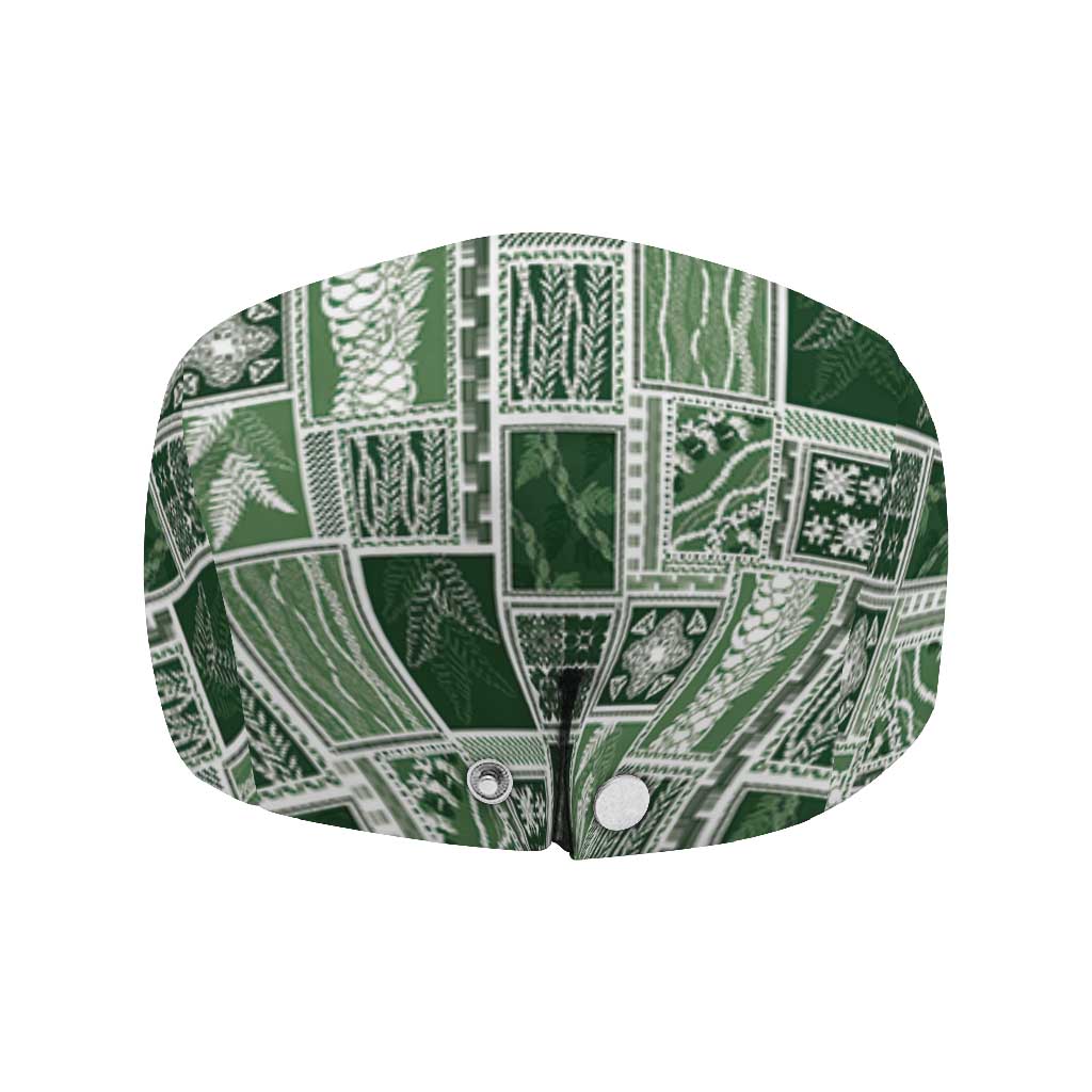 Vintage Aloha Block Quilt Jeff Hat Green Inspired Lei Motifs - Polynesian Pride