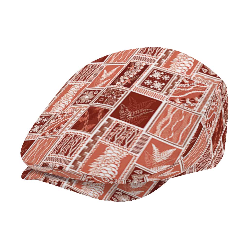 Vintage Aloha Block Quilt Jeff Hat Red Inspired Lei Motifs - Polynesian Pride