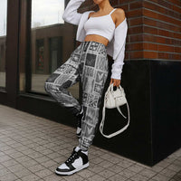 Vintage Aloha Block Quilt Jogger Pants Black Inspired Lei Motifs - Polynesian Pride