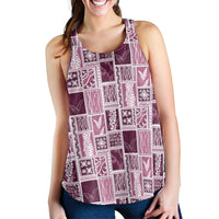 Vintage Aloha Block Quilt Women Racerback Tank Pink Inspired Lei Motifs - Polynesian Pride