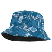 Vintage Hawaiian Quilting Patterns Bucket Hat Blue Style Tribal Fabric Patchwork - Polynesian Pride