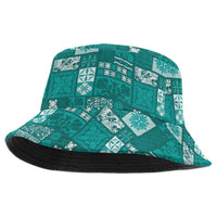Vintage Hawaiian Quilting Patterns Bucket Hat Turquoise Style Tribal Fabric Patchwork - Polynesian Pride