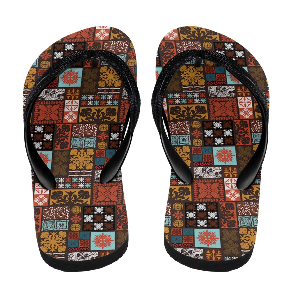 Vintage Hawaiian Quilting Patterns Flip Flops Brown Style Tribal Fabric Patchwork - Polynesian Pride