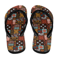 Vintage Hawaiian Quilting Patterns Flip Flops Brown Style Tribal Fabric Patchwork - Polynesian Pride