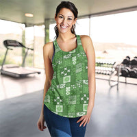 Vintage Hawaiian Quilting Patterns Women Racerback Tank Green Style Tribal Fabric Patchwork - Polynesian Pride
