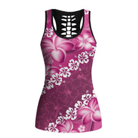 Vintage Pink Polynesia Hollow Tank Top Plumeria With Hibiscus Tropical Vibes LT14 Female Pink - Polynesian Pride