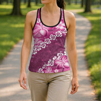 Vintage Pink Polynesia Hollow Tank Top Plumeria With Hibiscus Tropical Vibes LT14 - Polynesian Pride