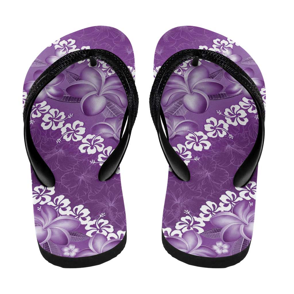 Vintage Purple Polynesia Flip Flops Plumeria Hibiscus Tropical Vibes - Polynesian Pride