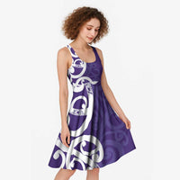 Violet Green Maori Midi Dress Koru Kowhaiwhai
