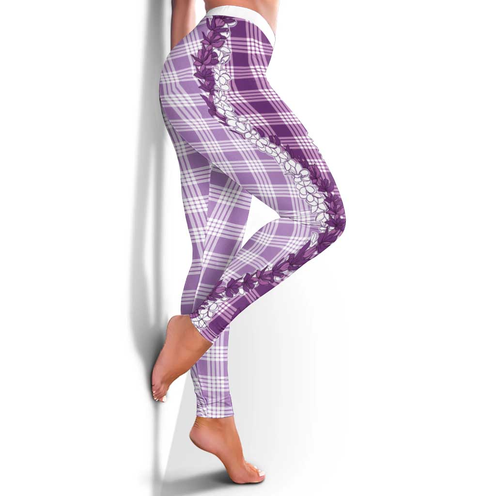 Violet Hawaii Palaka Leggings Hawaiian Honohono Lei