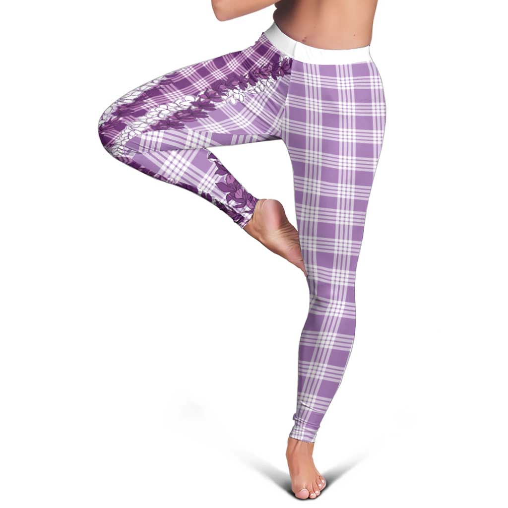Violet Hawaii Palaka Leggings Hawaiian Honohono Lei