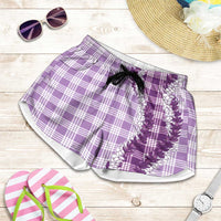 Violet Hawaii Palaka Shorts for Women Hawaiian Honohono Lei