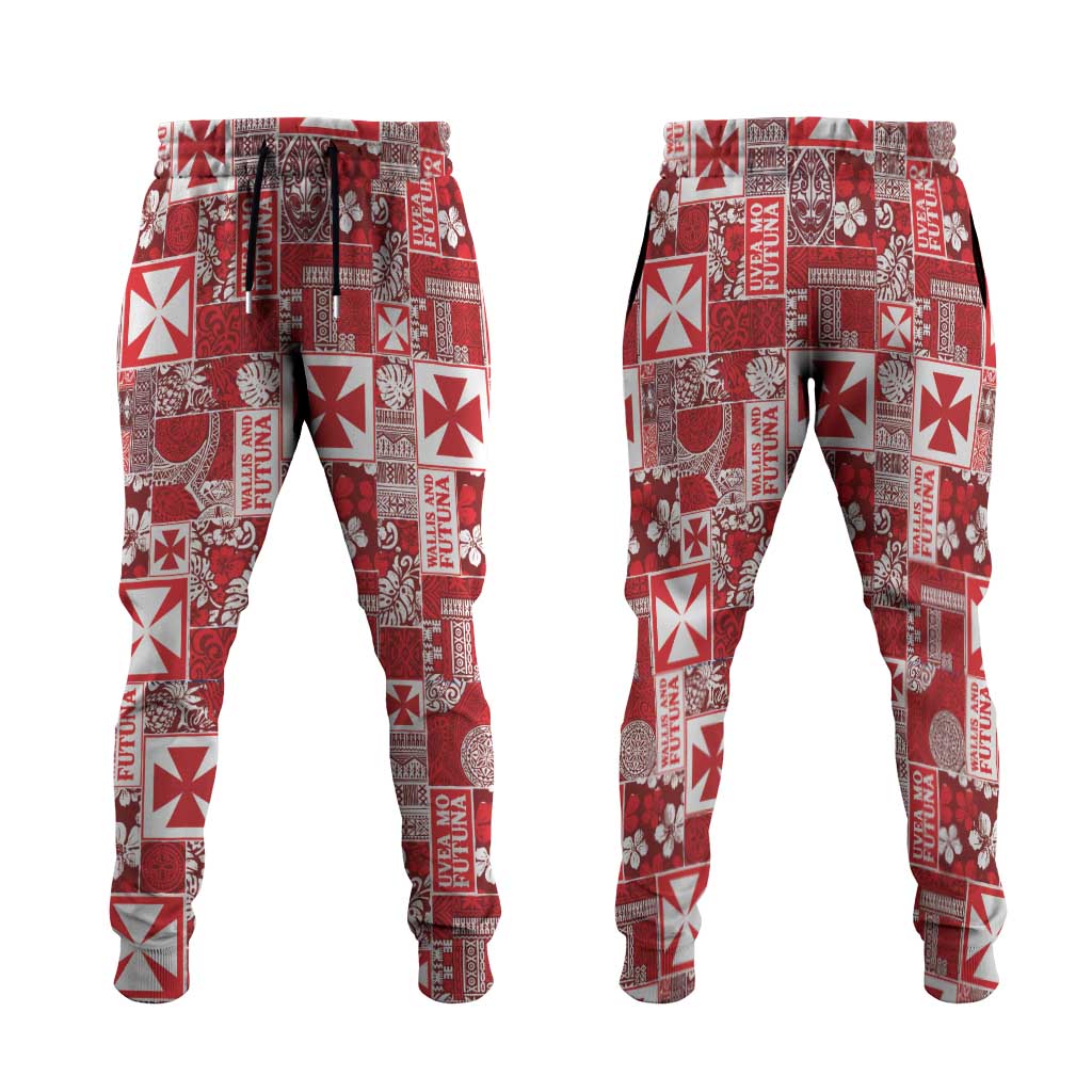 Wallis Et Futuna Kilisimasi Fiefia Jogger Pants Pacific Patchwork Xmas Vibes LT9 Red - Polynesian Pride