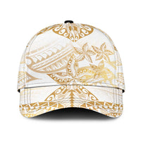 White and Gold Polynesia Classic Cap Plumeria Tattoo With Polynesian Pattern - Polynesian Pride