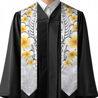 White Polynesia Graduation Stole Plumeria Tropical Leaves With Galaxy Polynesian Art