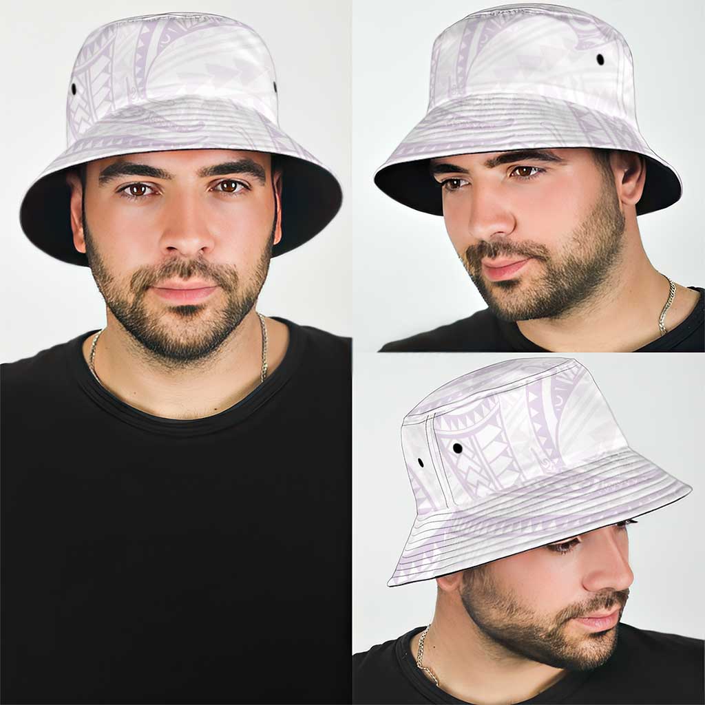 White Sunday Lotu Tamaiti Bucket Hat Polynesian Wave Pastel Mauve - Polynesian Pride