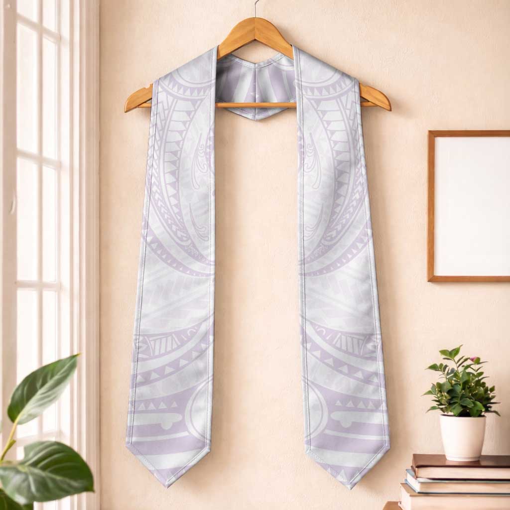 White Sunday Lotu Tamaiti Graduation Stole Polynesian Wave Pastel Mauve - Polynesian Pride
