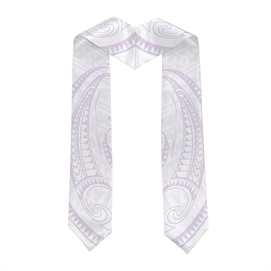 White Sunday Lotu Tamaiti Graduation Stole Polynesian Wave Pastel Mauve - Polynesian Pride