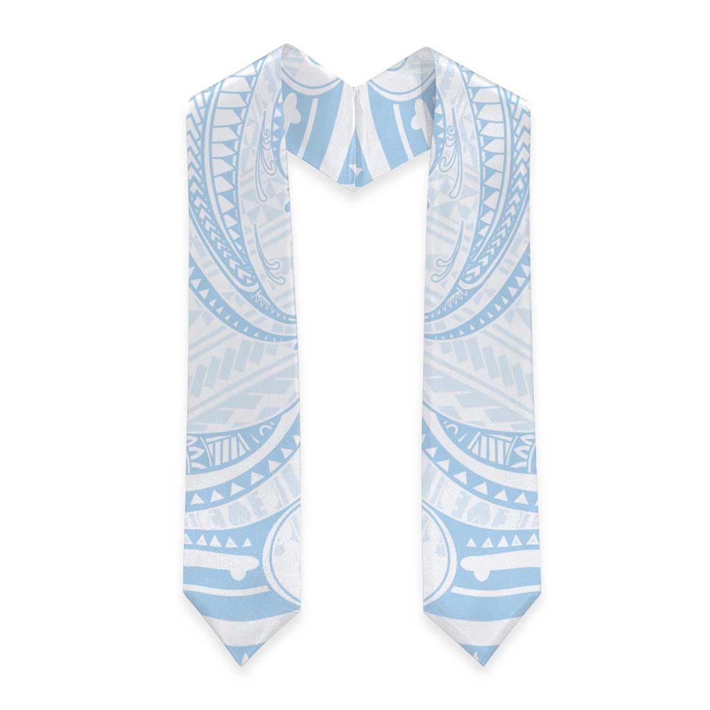 White Sunday Lotu Tamaiti Graduation Stole Polynesian Wave Pastel Sky Blue LT9 - Polynesian Pride