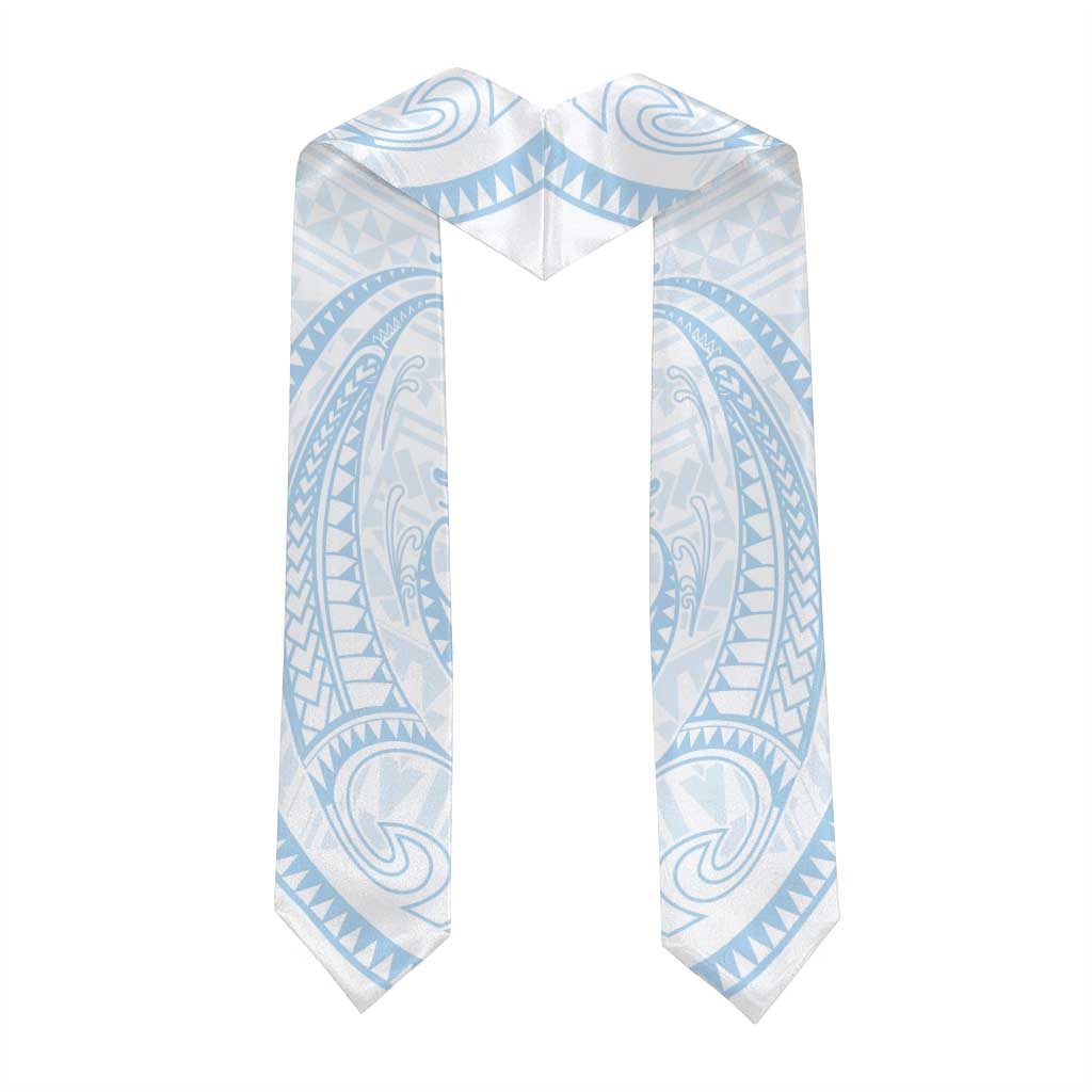 White Sunday Lotu Tamaiti Graduation Stole Polynesian Wave Pastel Sky Blue LT9 - Polynesian Pride