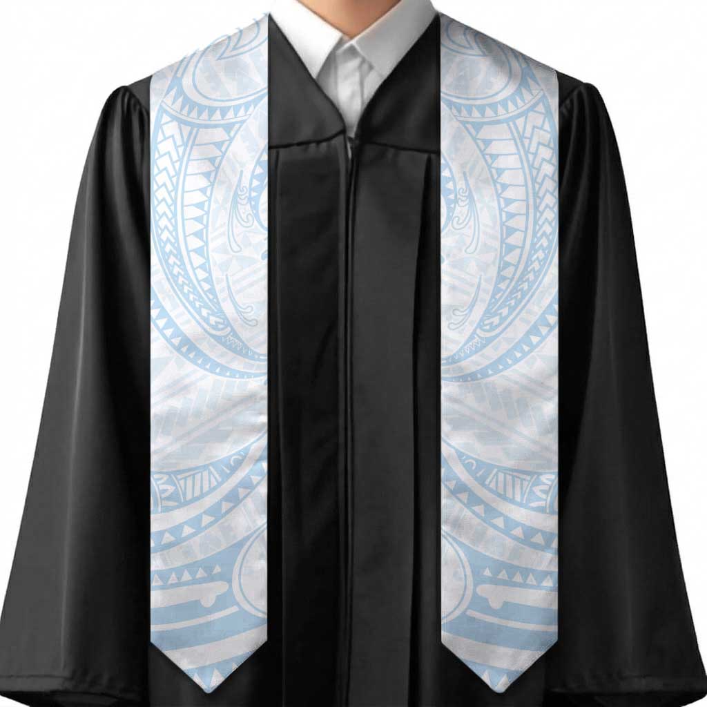 White Sunday Lotu Tamaiti Graduation Stole Polynesian Wave Pastel Sky Blue LT9 - Polynesian Pride