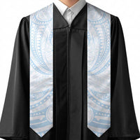 White Sunday Lotu Tamaiti Graduation Stole Polynesian Wave Pastel Sky Blue LT9 - Polynesian Pride