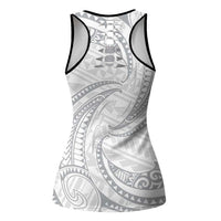 White Sunday Lotu Tamaiti Hollow Tank Top Polynesian Wave Pastel Gray LT9 - Polynesian Pride