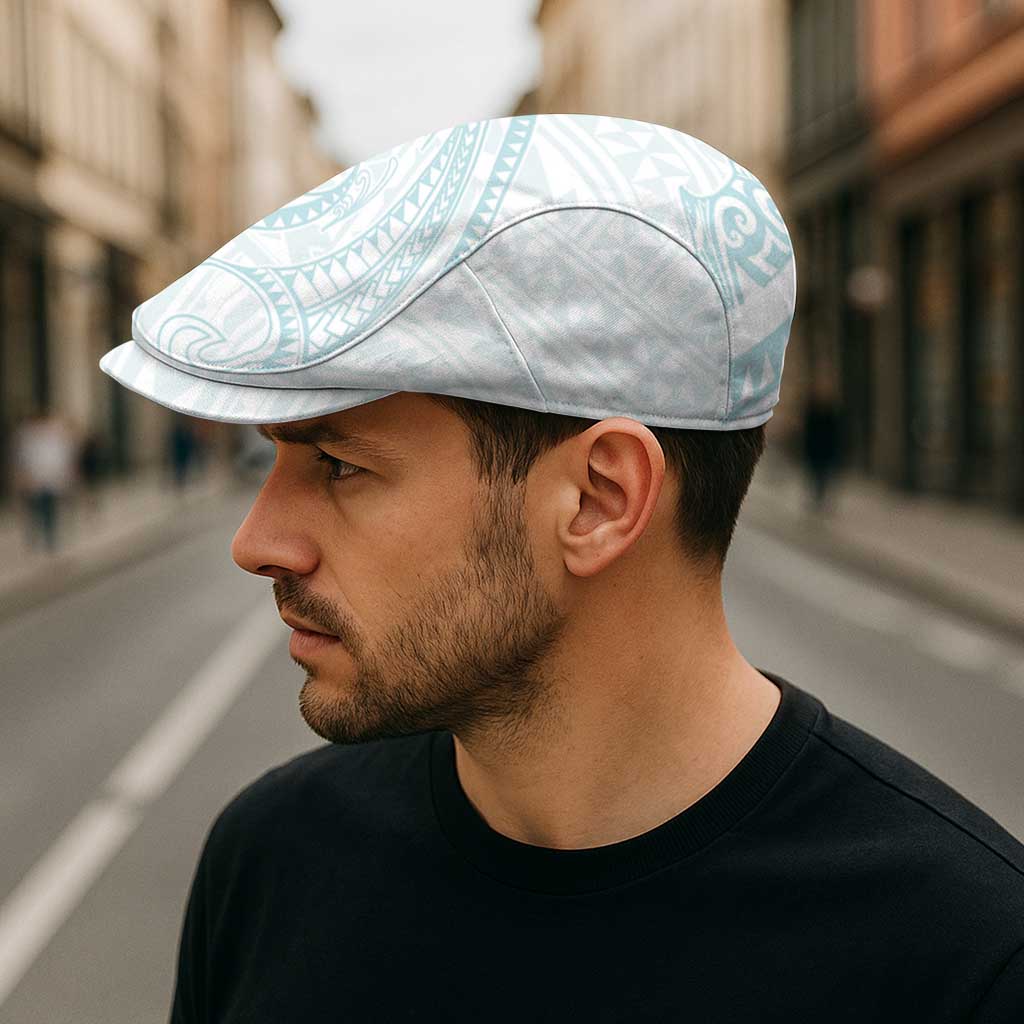 White Sunday Lotu Tamaiti Jeff Hat Polynesian Wave Pastel Cyan - Polynesian Pride