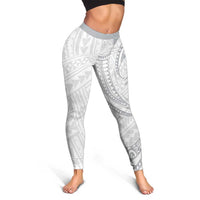 White Sunday Lotu Tamaiti Leggings Polynesian Wave Pastel Gray - Polynesian Pride
