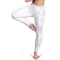 White Sunday Lotu Tamaiti Leggings Polynesian Wave Pastel Mauve - Polynesian Pride