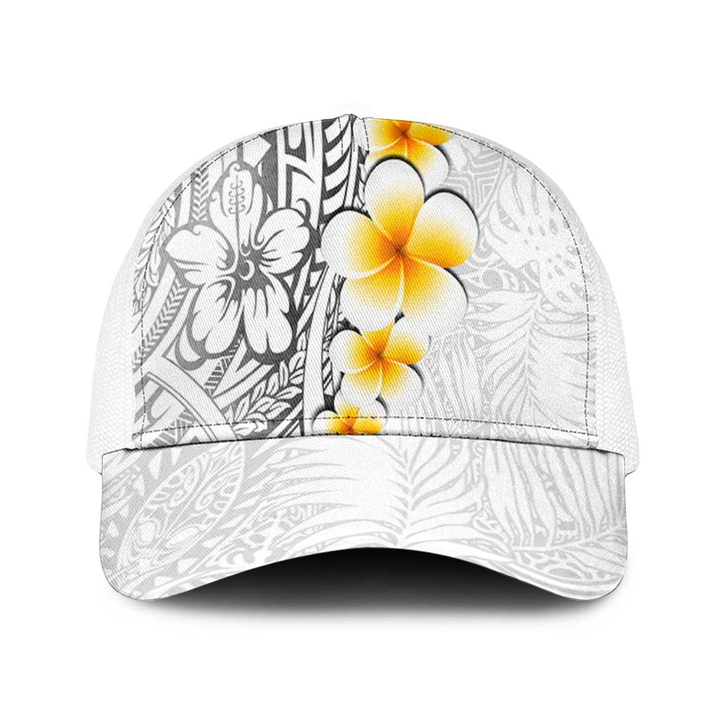 White Tropical Plumeria With Galaxy Polynesian Art Mesh Trucker Cap - Polynesian Pride