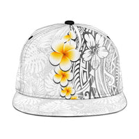 White Tropical Plumeria With Galaxy Polynesian Art Snapback Cap - Polynesian Pride