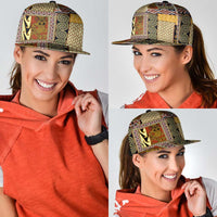 Yellow Aotearoa Kowhaiwhai Pattern Snapback Cap NZ Maori Quilt Style - Polynesian Pride