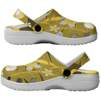 Yellow Banana Leaf Hawaii Clogs Shoes Lau Maia Plumeria Tropical Summer Vibes