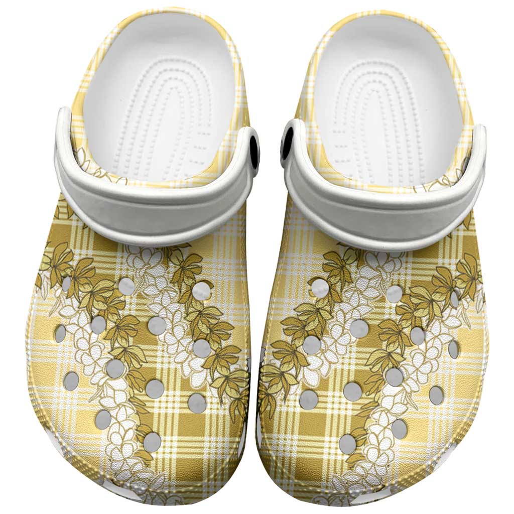 Yellow Hawaii Palaka Clogs Shoes Hawaiian Honohono Lei LT05 Yellow - Polynesian Pride